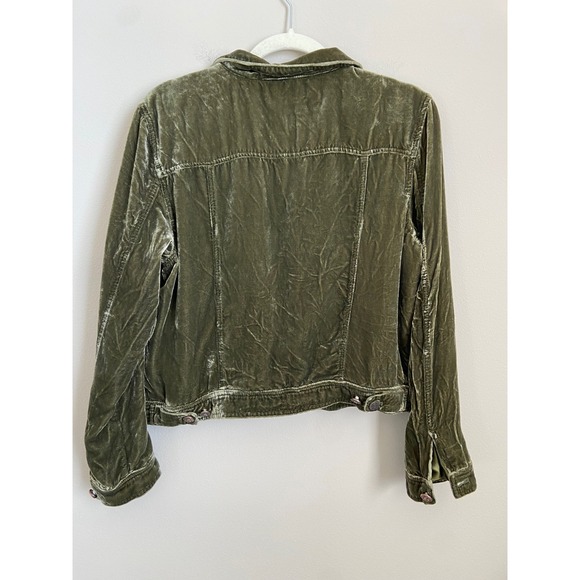 Sundance Velvet Jacket Olive Green Button Front Trucker Style Size Large - Picture 6 of 6